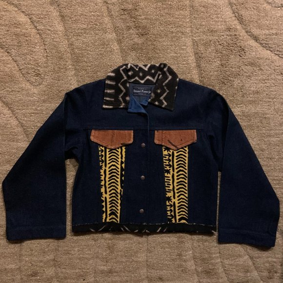 NWOT - Imani Pamoja Mudcloth And Denim Unisex Jacket - Picture 1 of 5